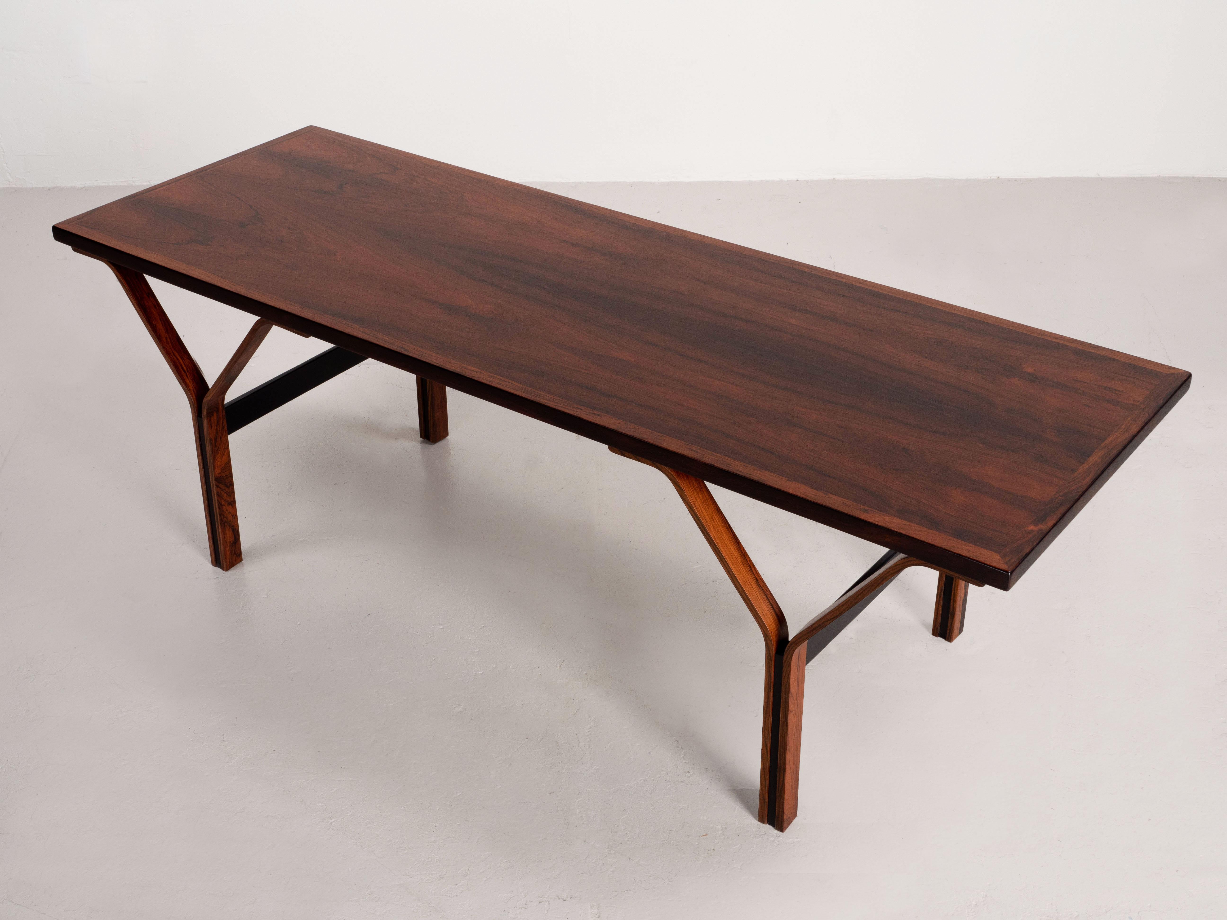 Brazilian Rosewood Rectangular Coffee Table, Denmark 1960s For Sale 2