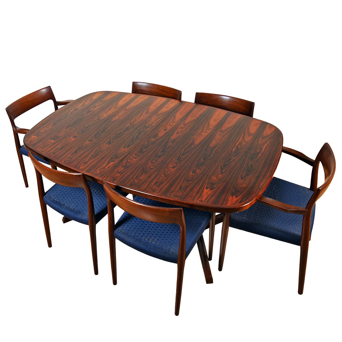 Ensemble de 8 chaises de salle à manger en palissandre brésilien Model No 57 + 77 Moller Sièges d'origine en vente 1
