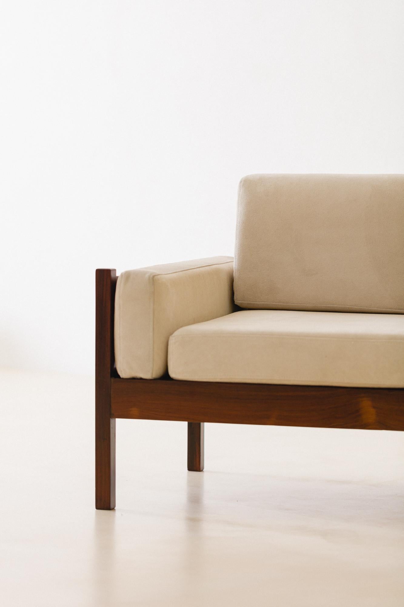 Leather Brazilian Rosewood Sofa by Celina Decorações, Midcentury Brazilian Design, 1960s For Sale