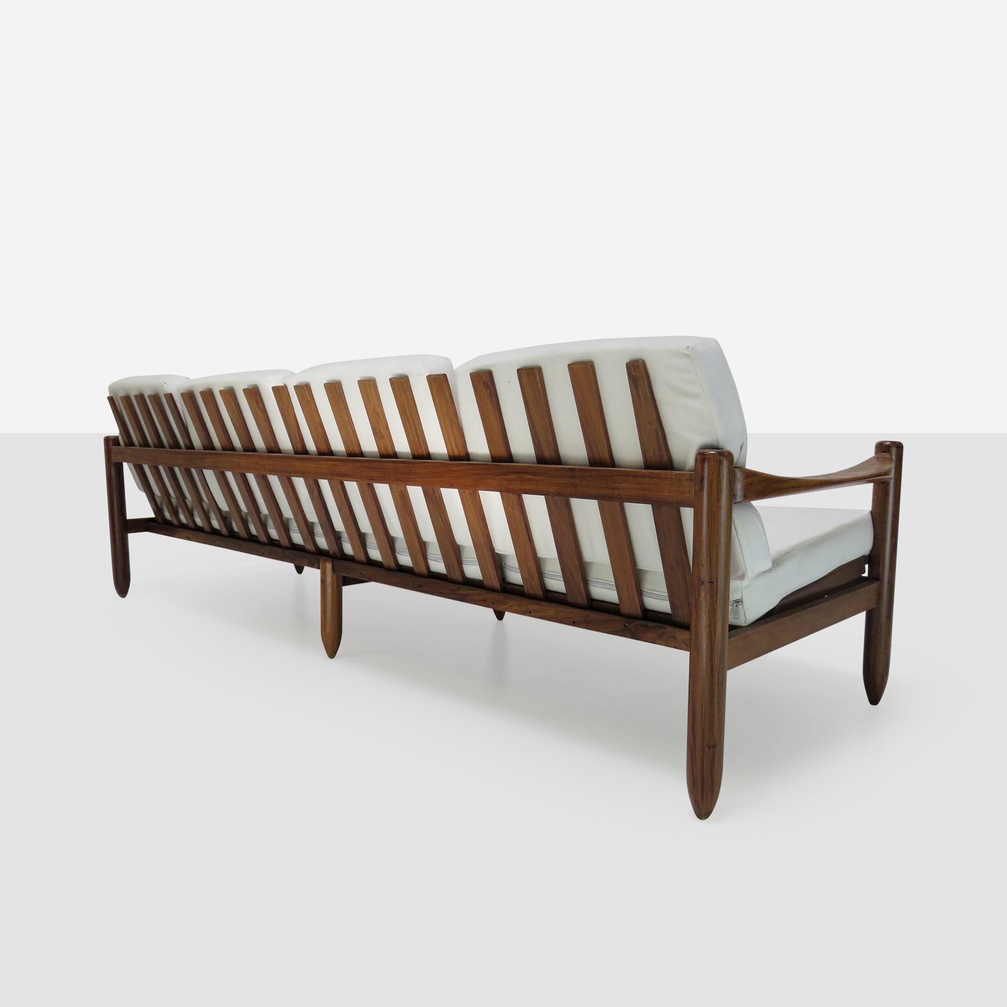 Hand-Crafted Brazilian Rosewood Sofa by Liceu de Arte e Officios For Sale