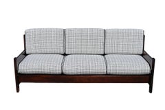 Brazilian Rosewood Sofa in Leather and Linen, Circa 60'