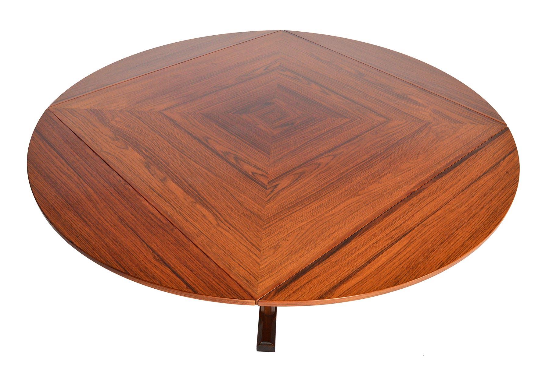 Danish Brazilian Rosewood Square to Round Dining Table