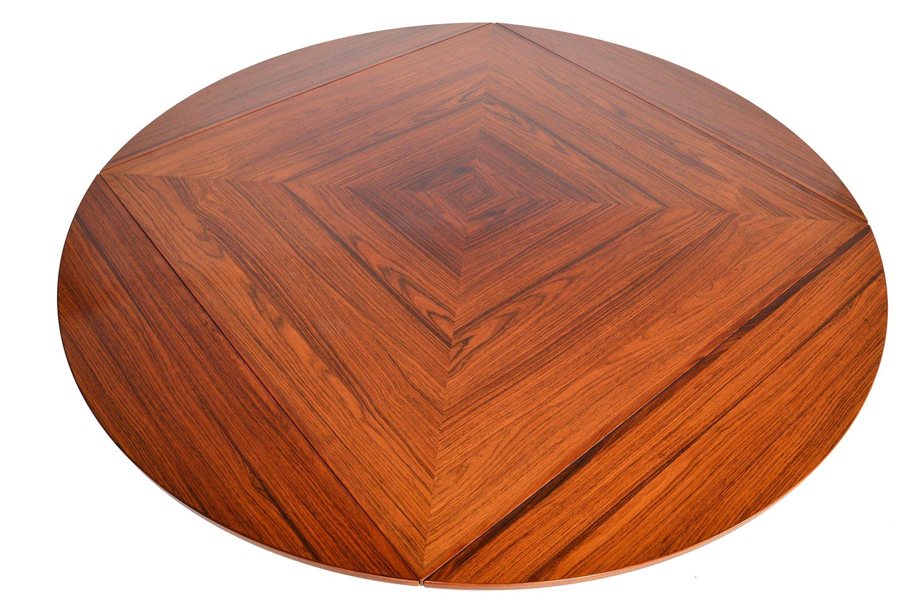 Brazilian Rosewood Square to Round Dining Table In Excellent Condition In Berkeley, CA