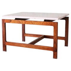 Brasilianischer Palisander & Travertin Beistelltisch Mid Century modern Jean GIllon