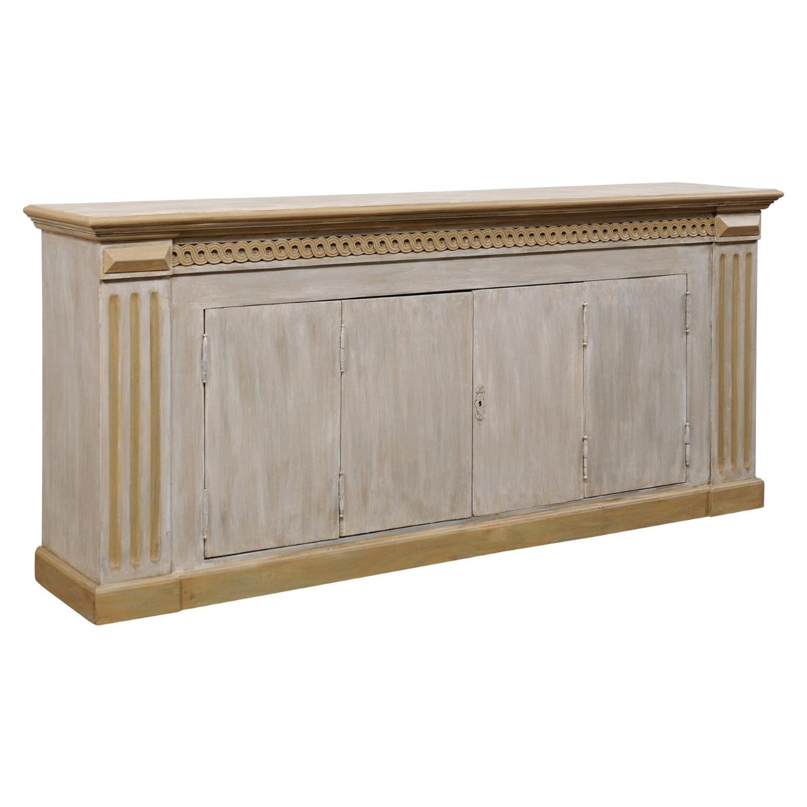 Brazilian Sideboard w/Guilloche Style Carvings 
Fluted Pilasters