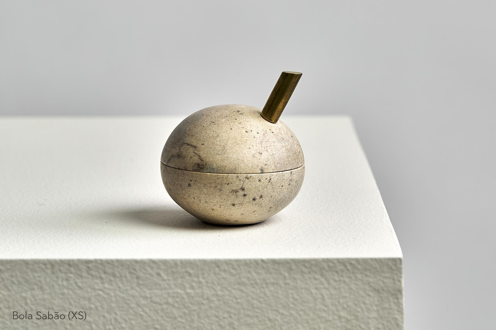 Contemporary Brazilian Soapstone Bola Sabão Sculptural Pots For Sale