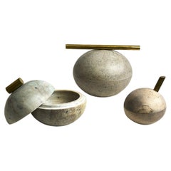 Brazilian Soapstone Bola Sabão Sculptural Pots