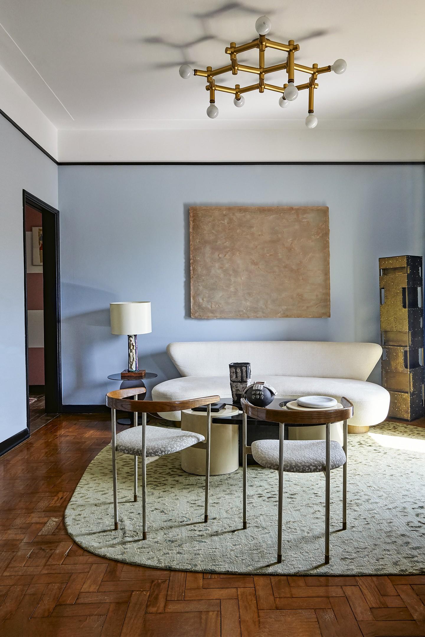 Upholstery Espaldar Sofa by Juliana Lima Vasconcellos and Matheus Barreto on Wooden Base For Sale