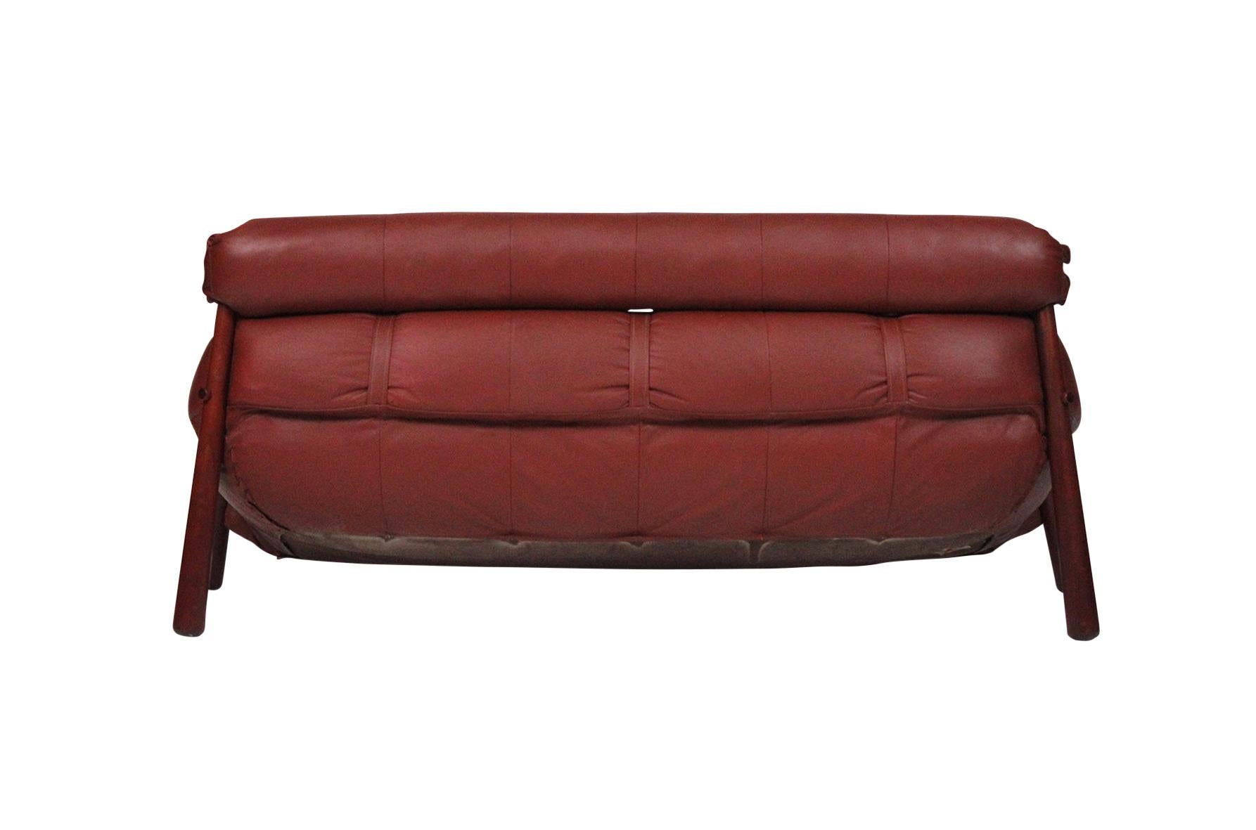 Leather Brazilian Sofa by Percival Lafer