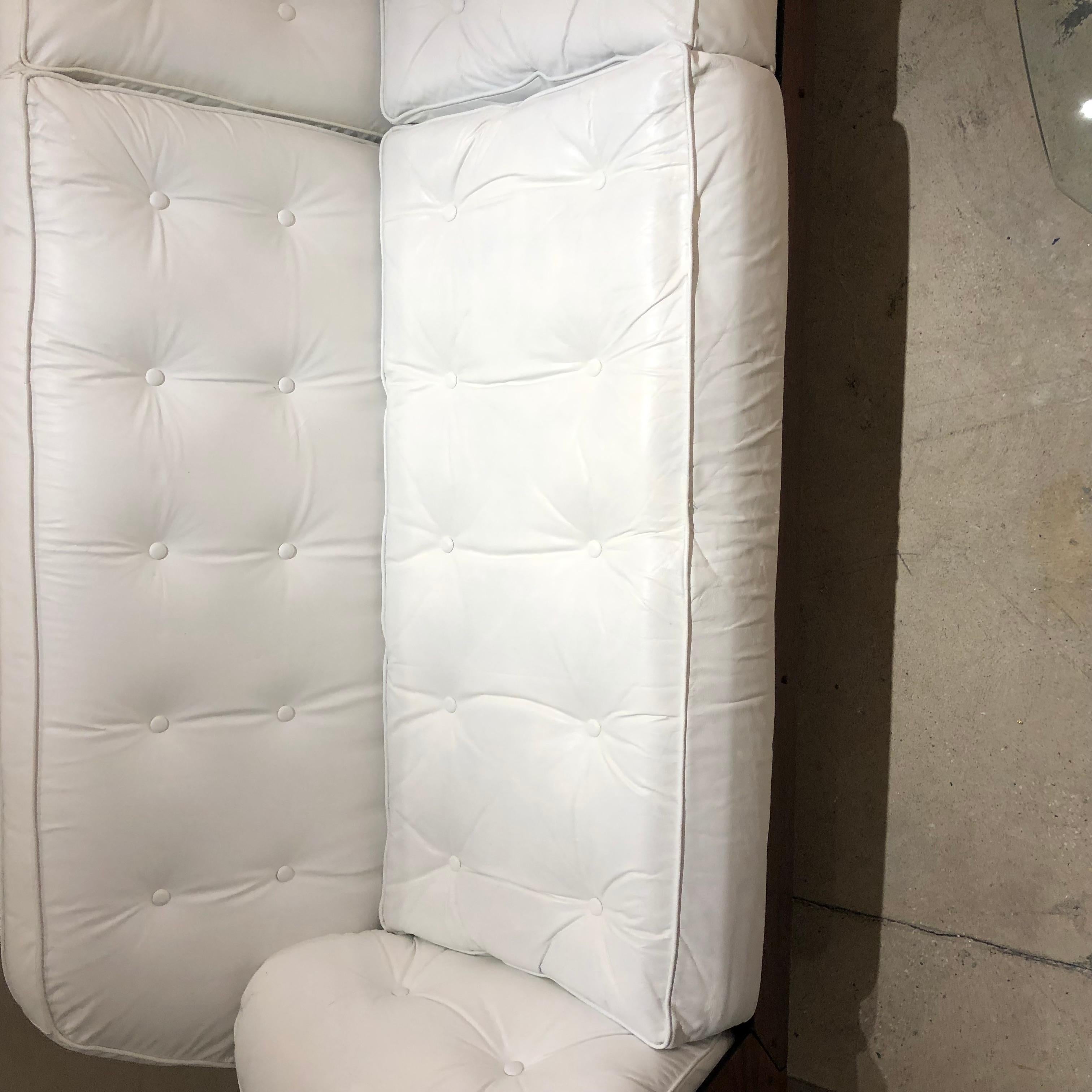 Aluminum Sofa in Jacaranda and White Leather by J.D. Moveis e Decoracoes