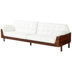 Sofa in Jacaranda and White Leather by J.D. Moveis e Decoracoes