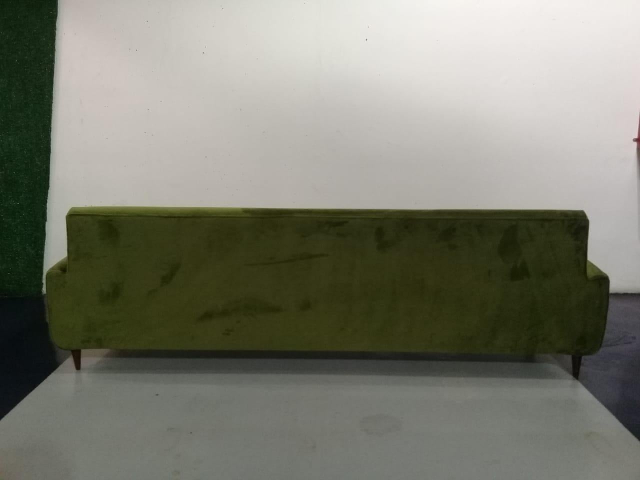 Brazilian Sofa in Green Velvet and Rosewood in Style of Joaquim Tenreiro 3