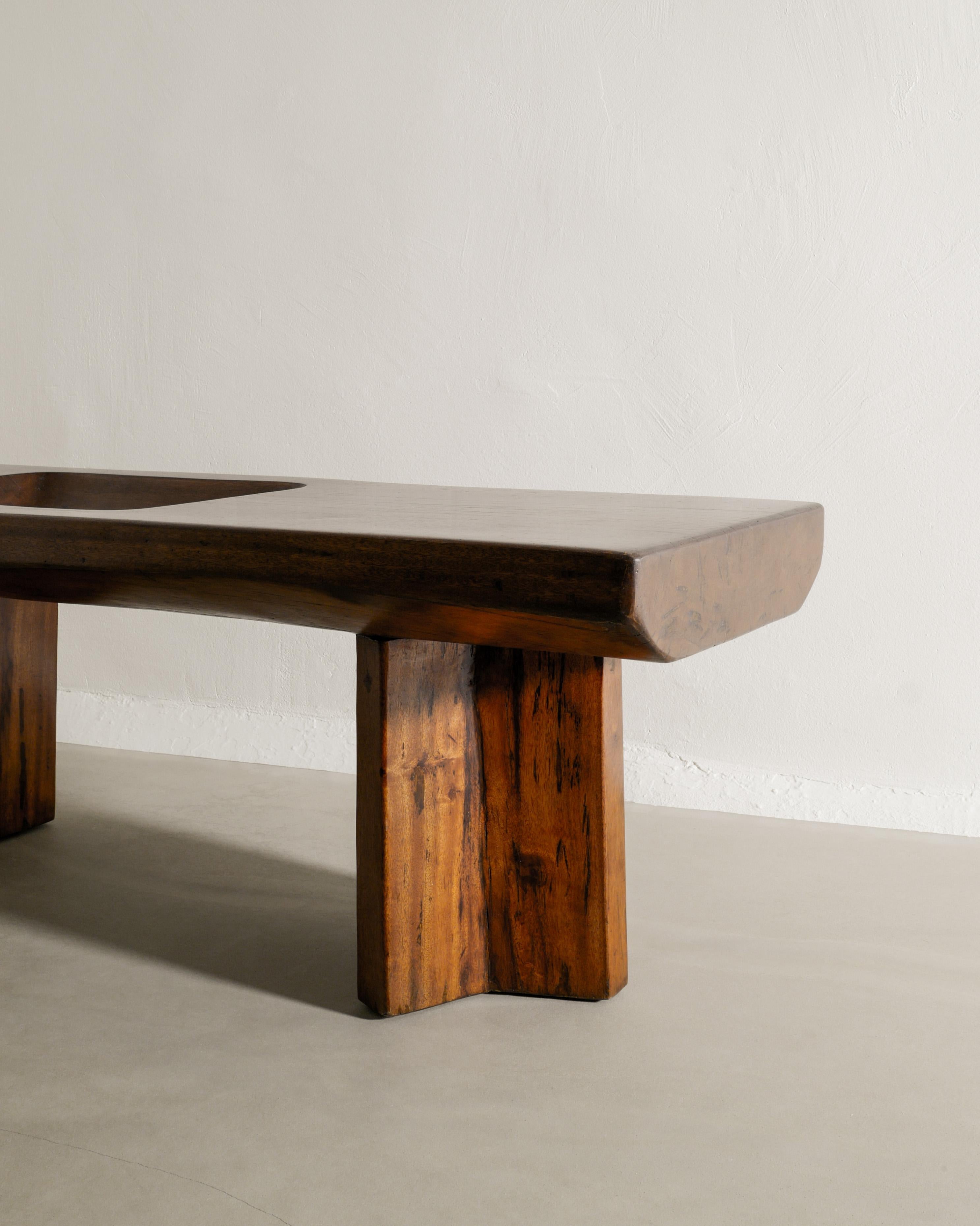 Late 20th Century Brazilian Sofa Side Table in Pequi Wood attributed to Jose Zanine Caldas, 1970s