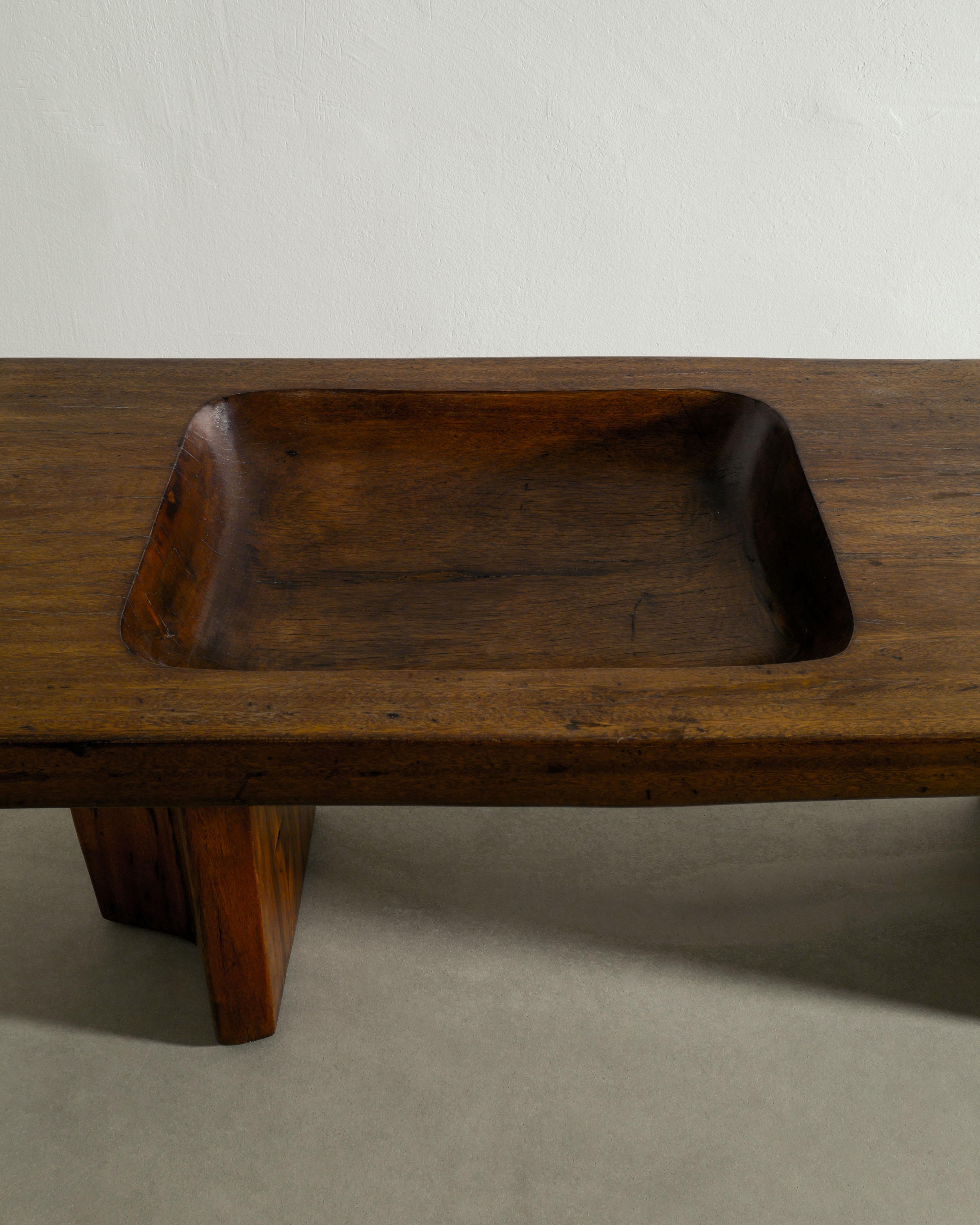 Brazilian Sofa Side Table in Pequi Wood attributed to Jose Zanine Caldas, 1970s 1