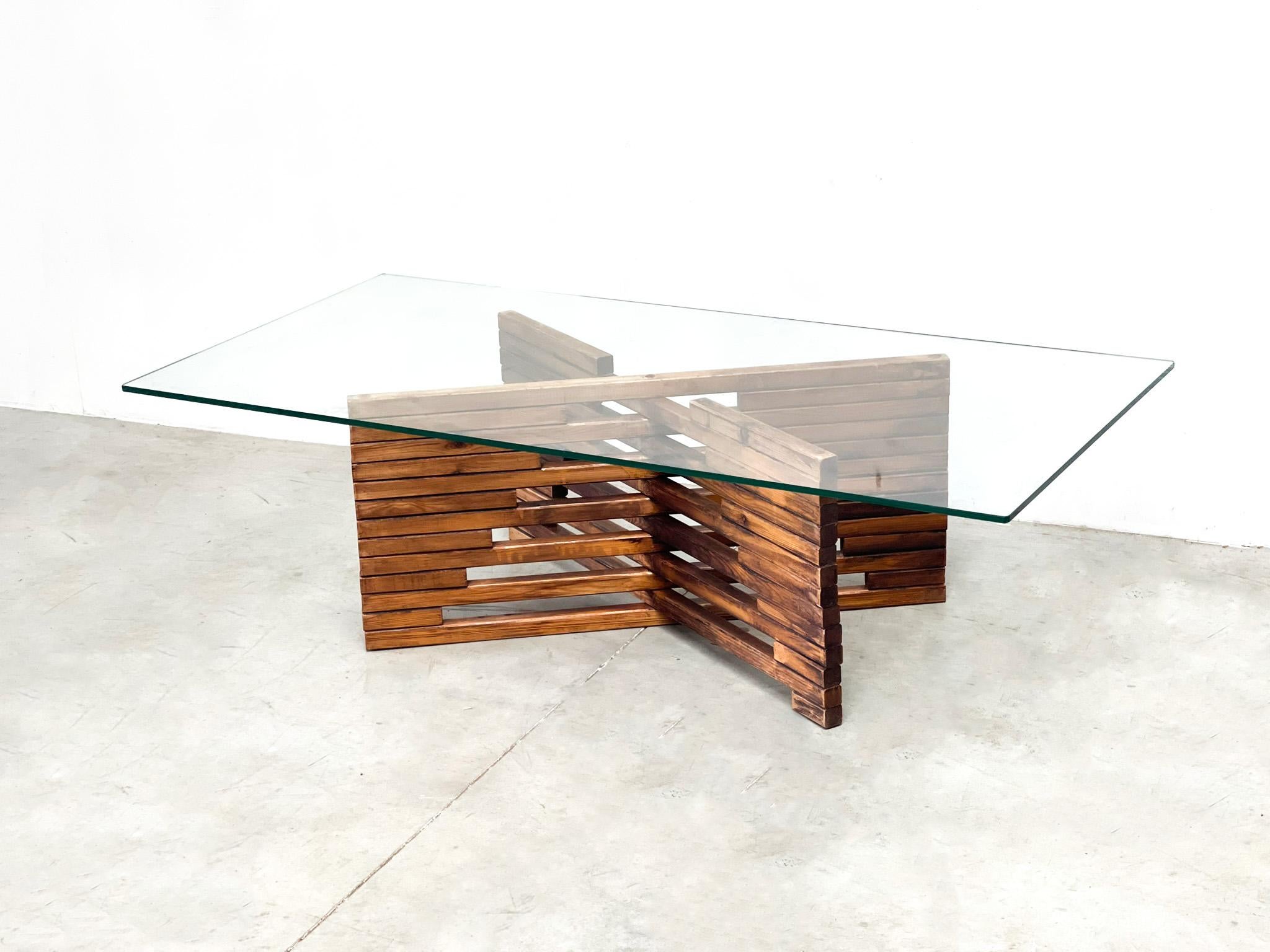 Wood Brazilian style coffee table For Sale