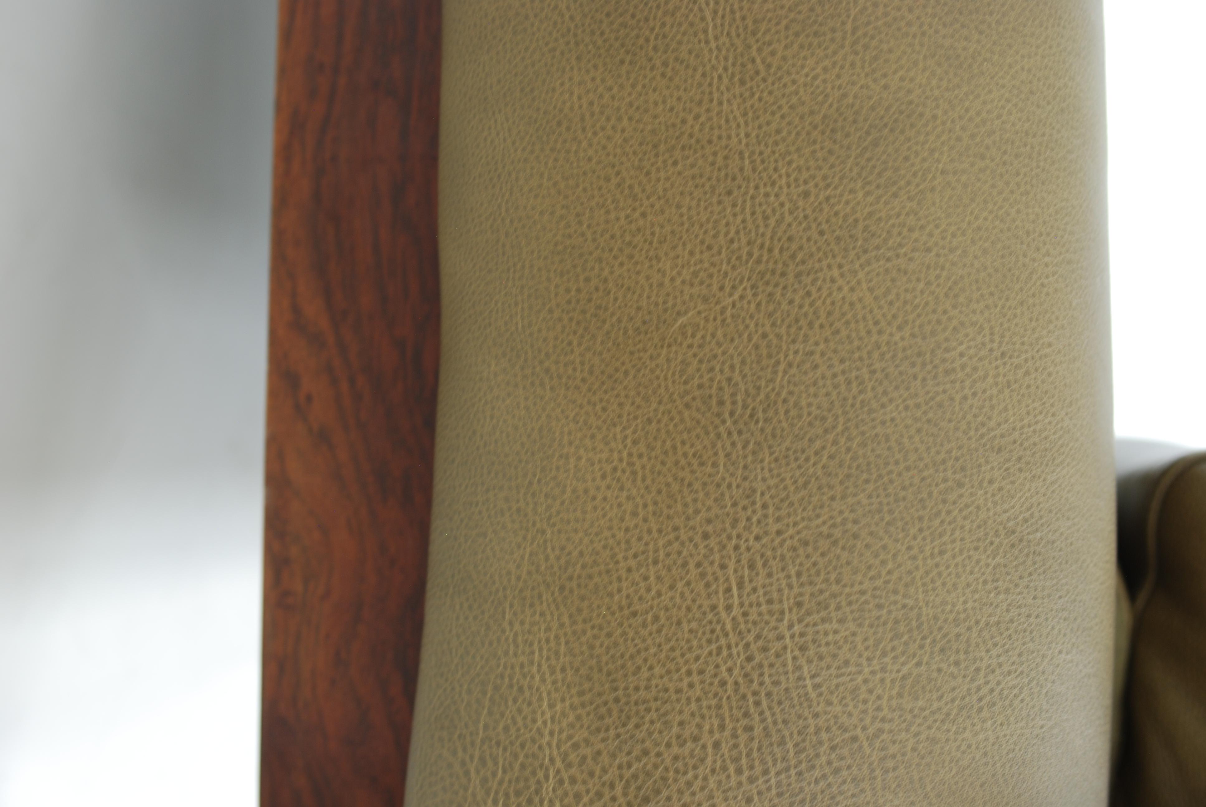 Brazilian Style Rosewood and Olive Green Leather Lounge Chair 10