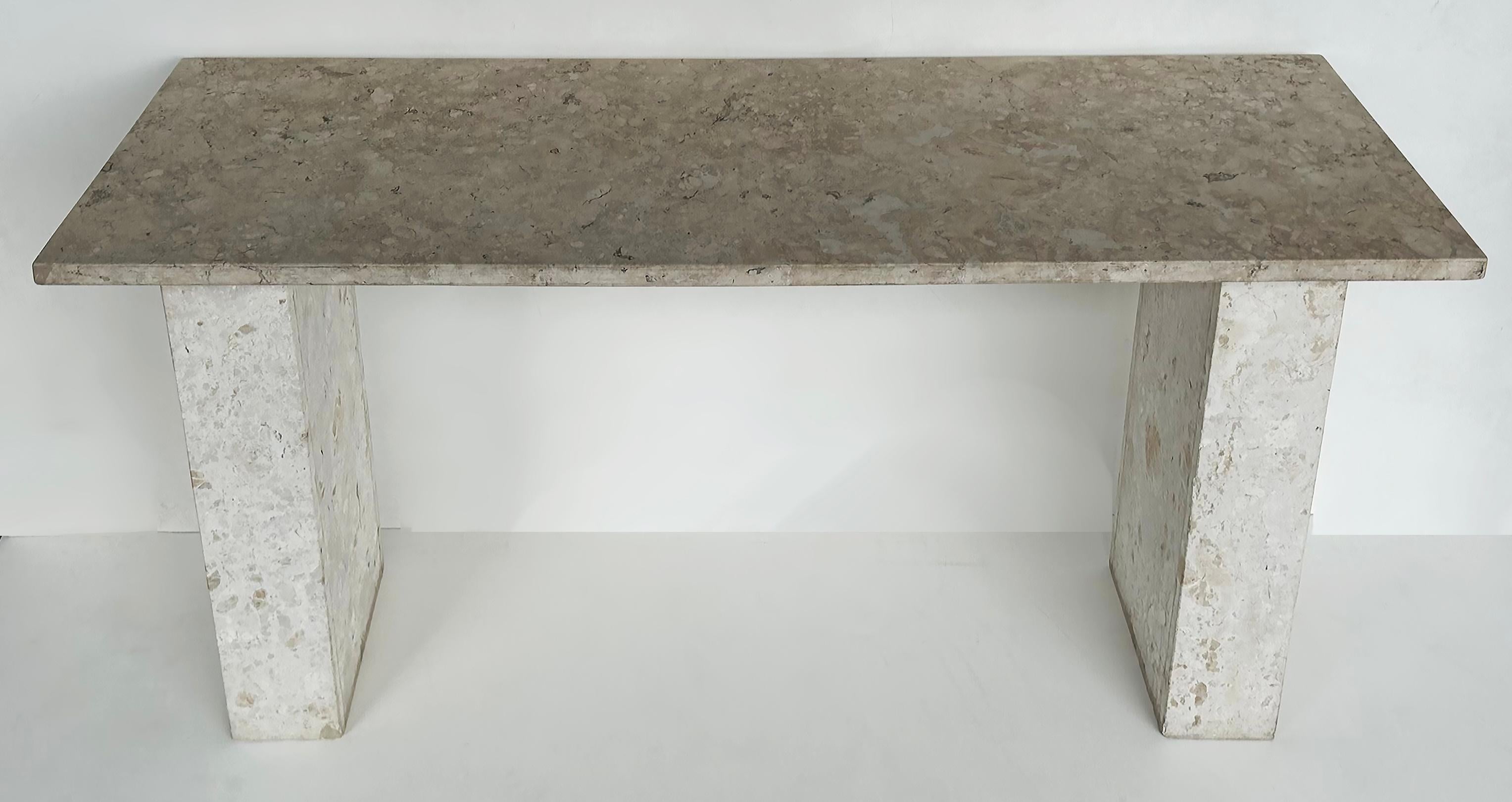 Modern Brazilian Travertine Console Table by Architect and Designer Jorge Elias For Sale