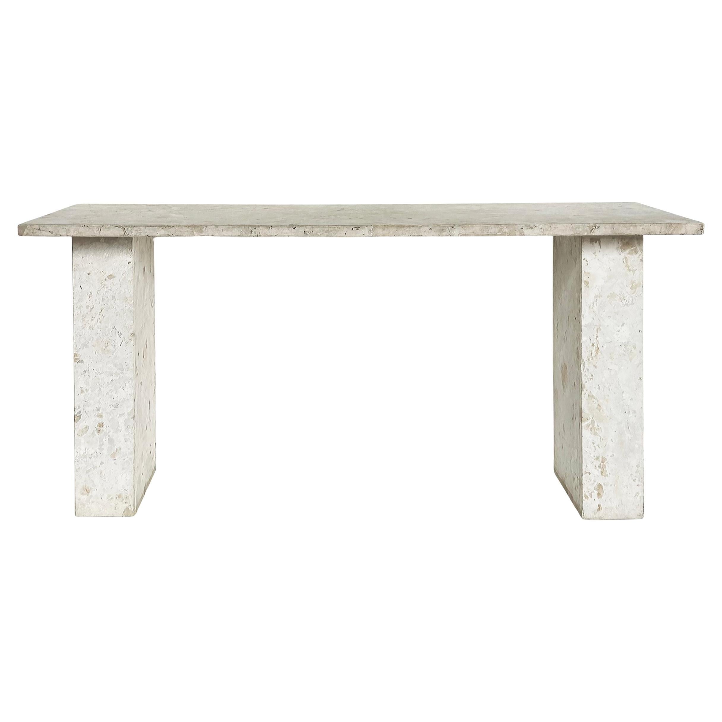 Brazilian Travertine Console Table by Architect and Designer Jorge Elias For Sale