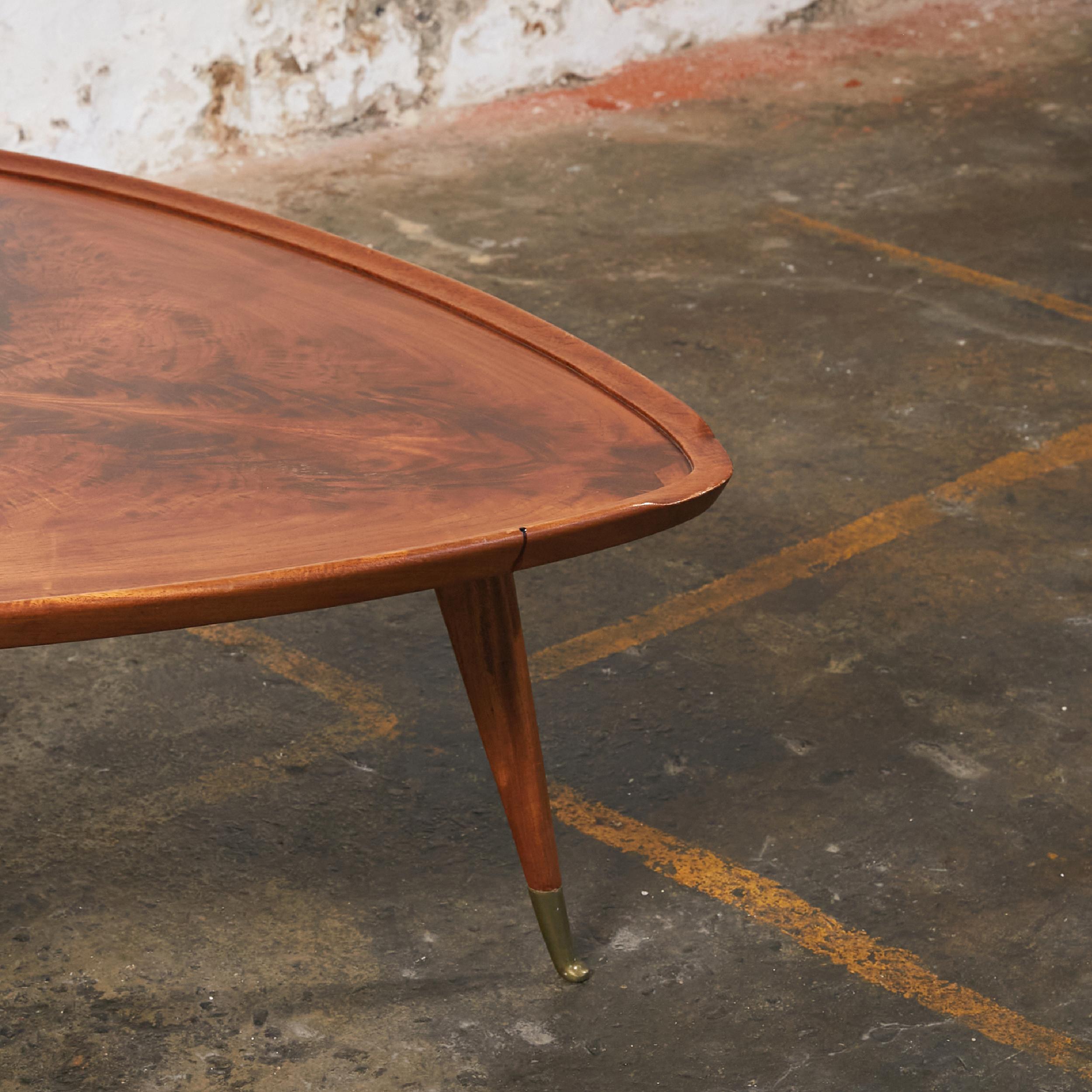 Brazilian Triangular Coffee Table in the Manner of Giuseppe Scapinelli In Good Condition For Sale In Philadelphia, PA