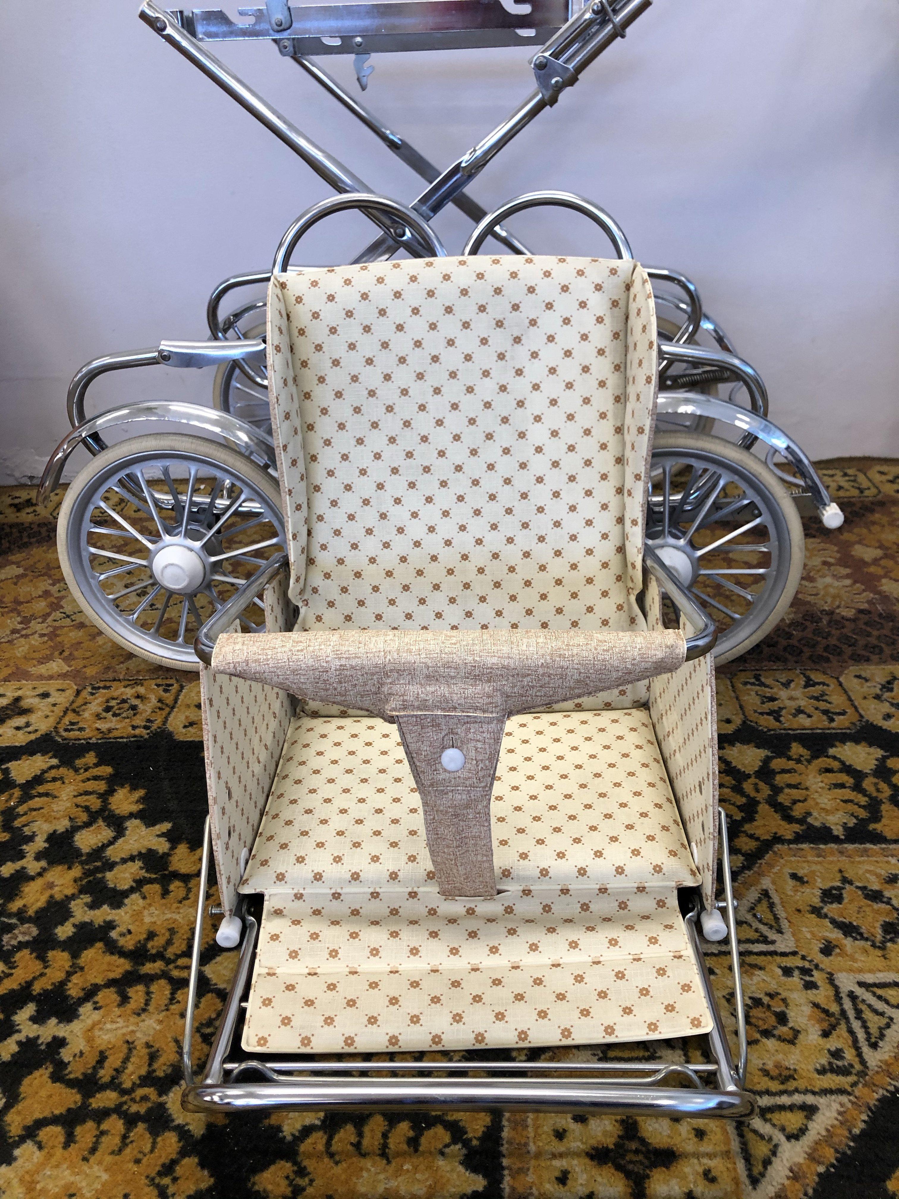 20th Century Brazilian Vintage Baby Stroller in chromed steel by Burigotto For Sale