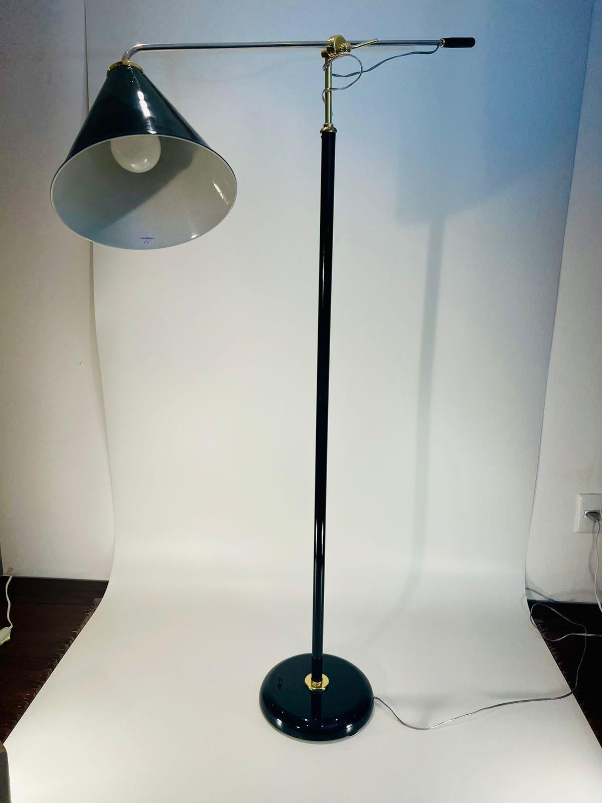 Late 20th Century Brazilian vintage floor metal lamp polychrome with regulation circa 1970. For Sale