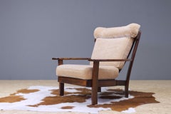 Brazilian Vintage Lounge Chair in Beige Mohair Velvet on a Jacaranda Frame 1960s