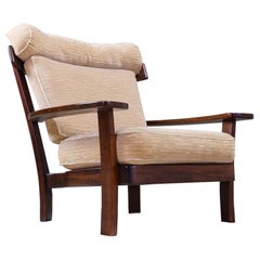 Brazilian Vintage Lounge Chair in Beige Mohair Velvet on a Jacaranda Frame 1960s