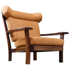 Brazilian Vintage Lounge Chair in New Brown Leather on a Jacaranda Frame