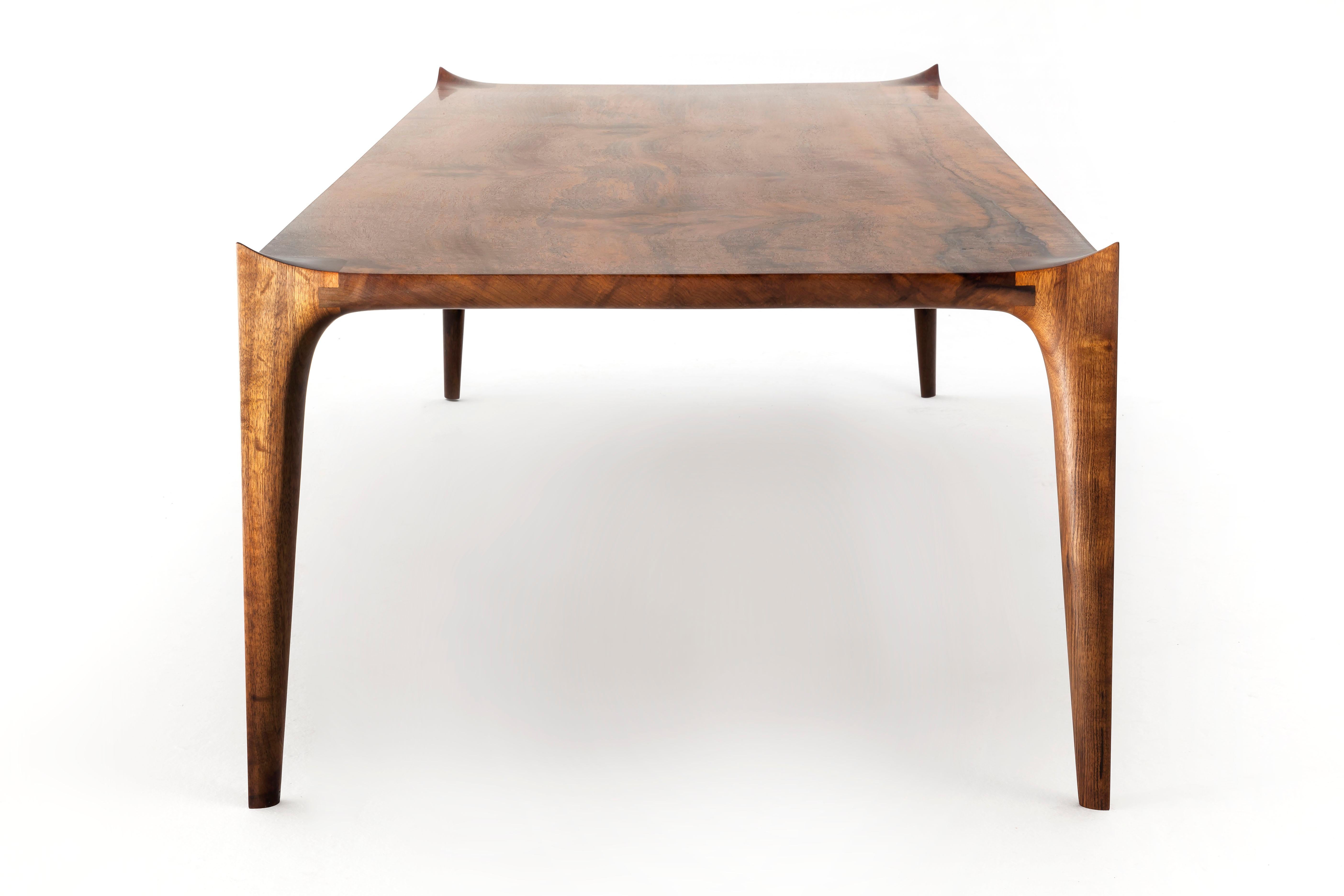 Hand-Crafted Brazilian Contemporary Coffee Table in Walnut For Sale