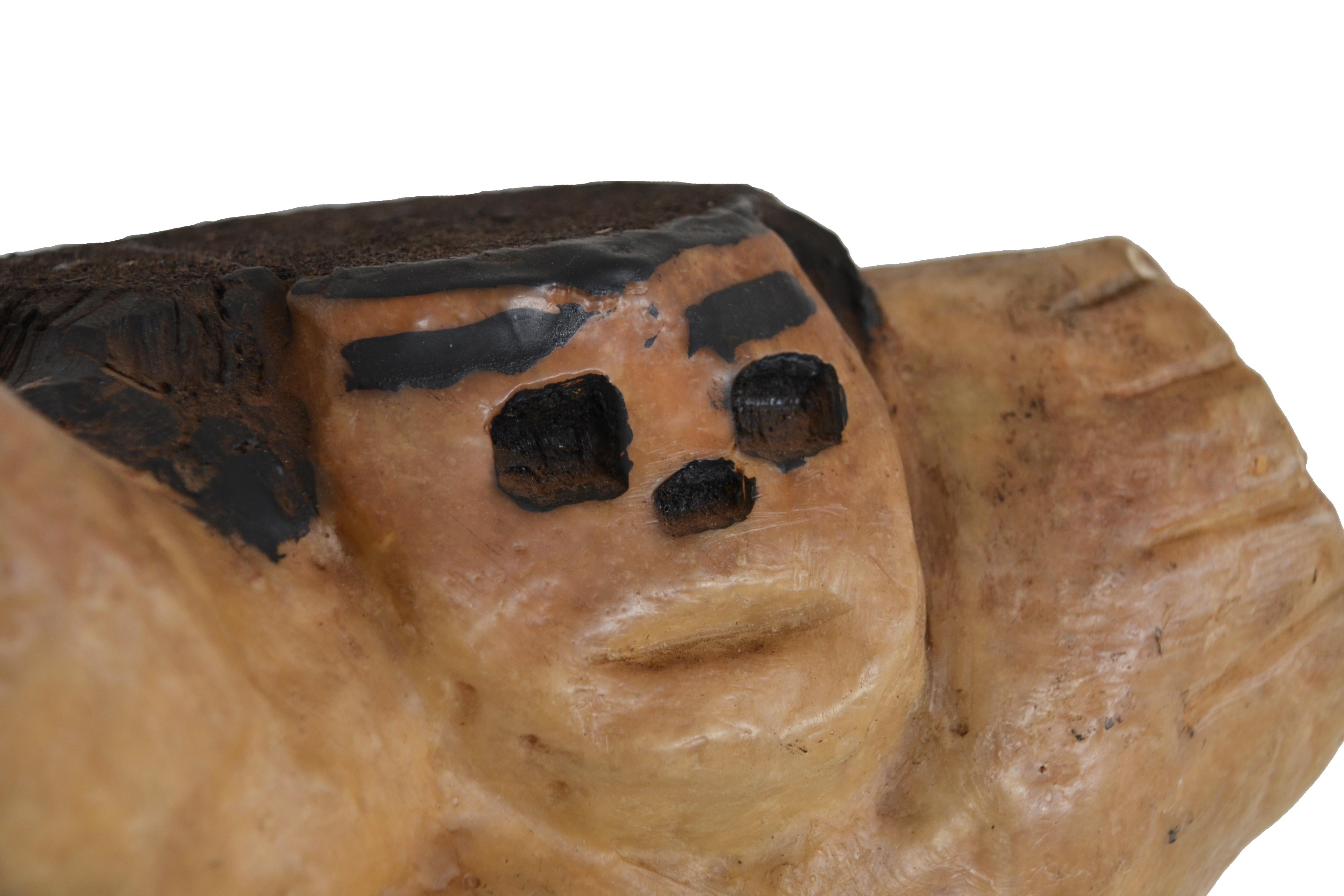 Late 20th Century Brazilian Wax and Wood Sculpture Bugre For Sale