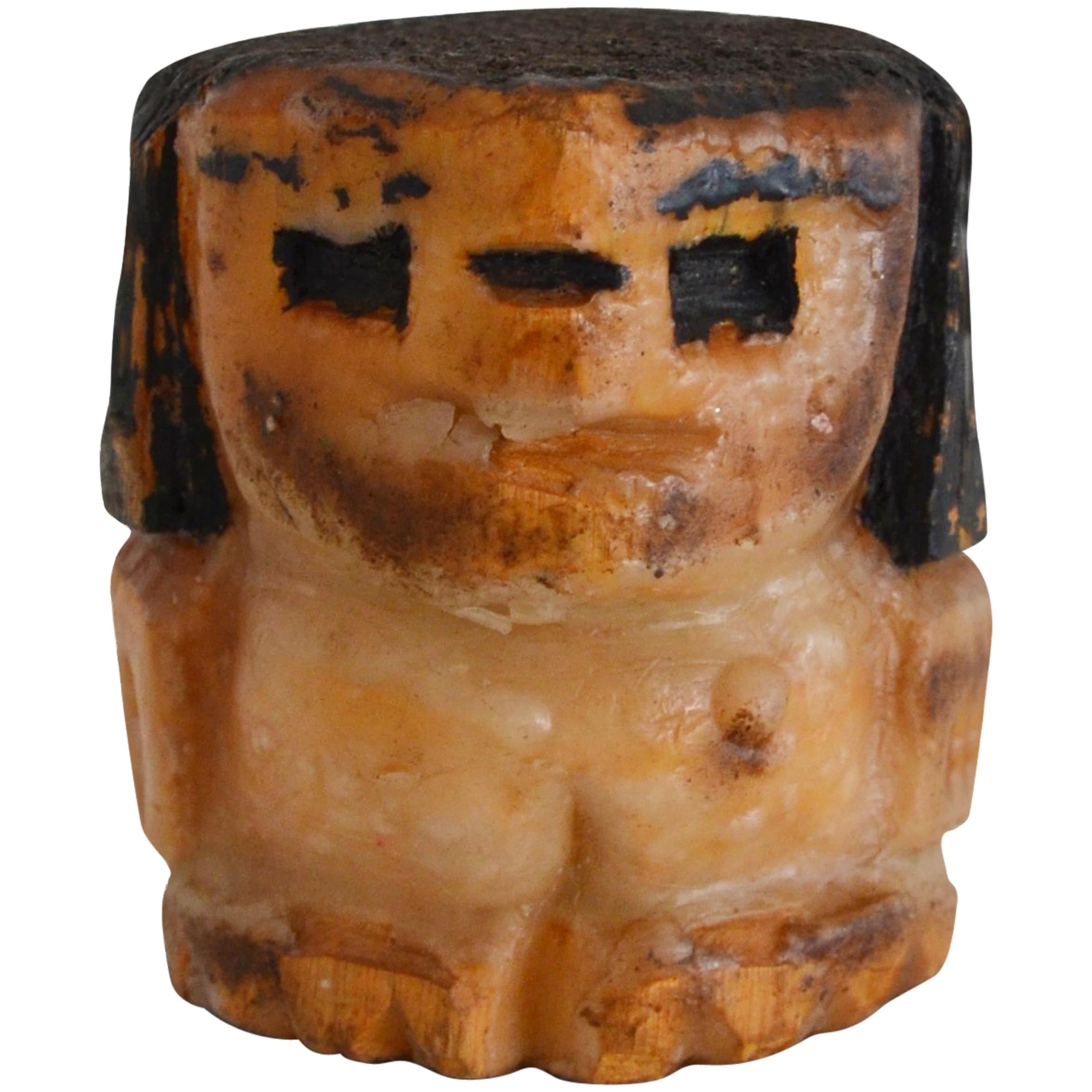 Brazilian Wax and Wood Sculpture Little Bugre For Sale