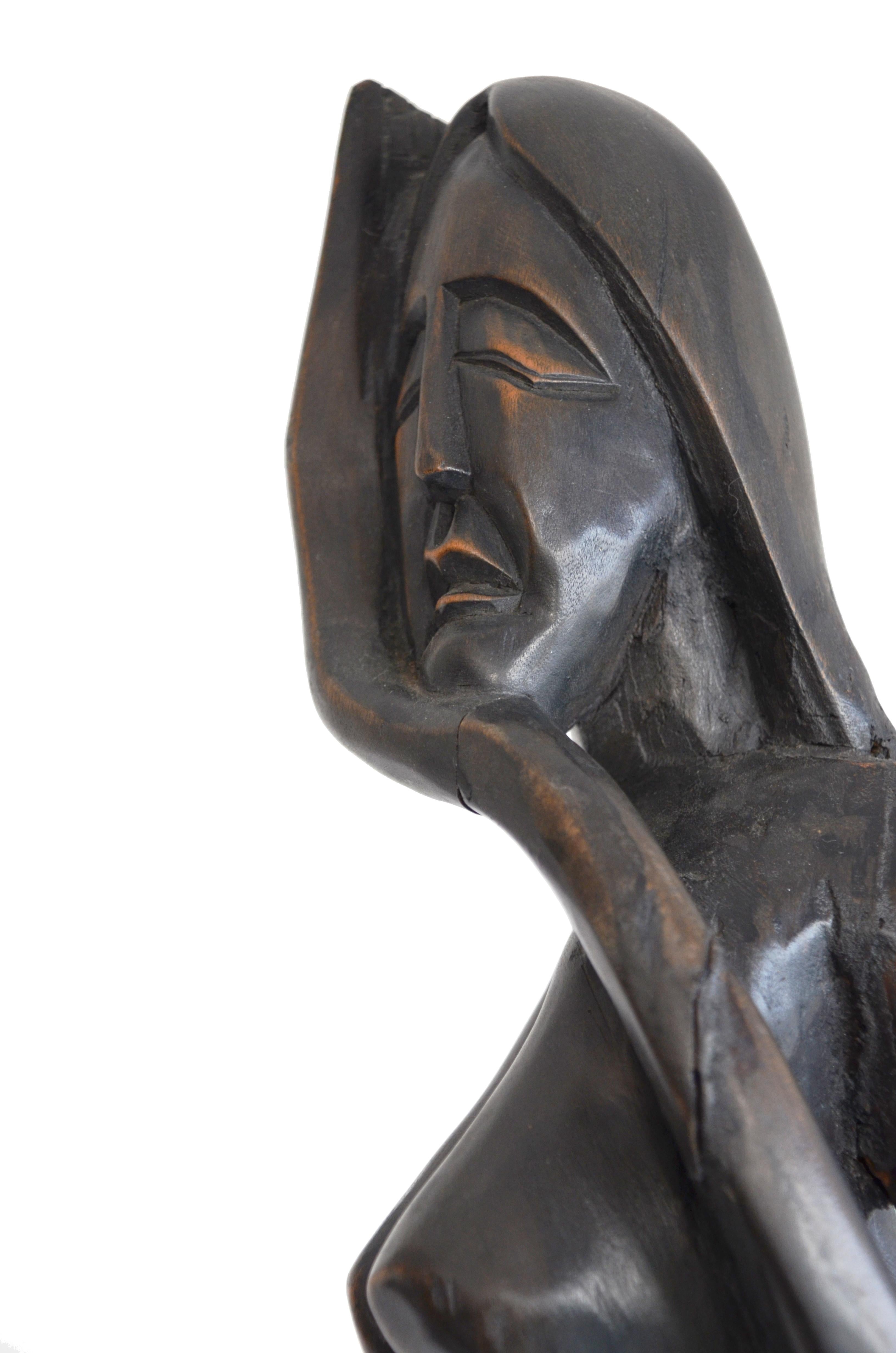 Brazilian Wood Sculpture Pregnant Woman In Excellent Condition For Sale In Rio de Janeiro, RJ