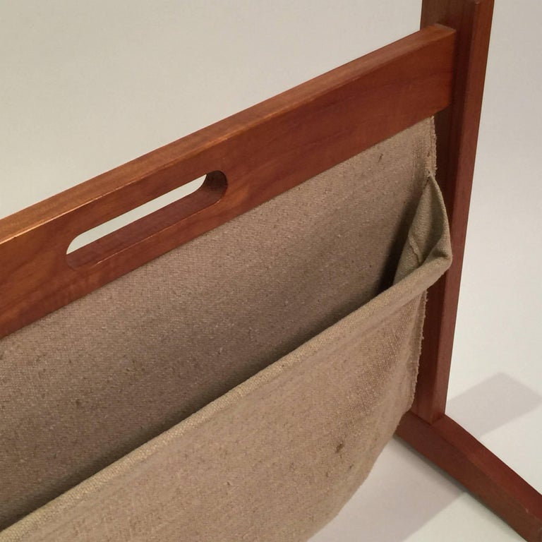 BRDR Furbo Teak and Canvas Magazine Rack For Sale at 1stDibs