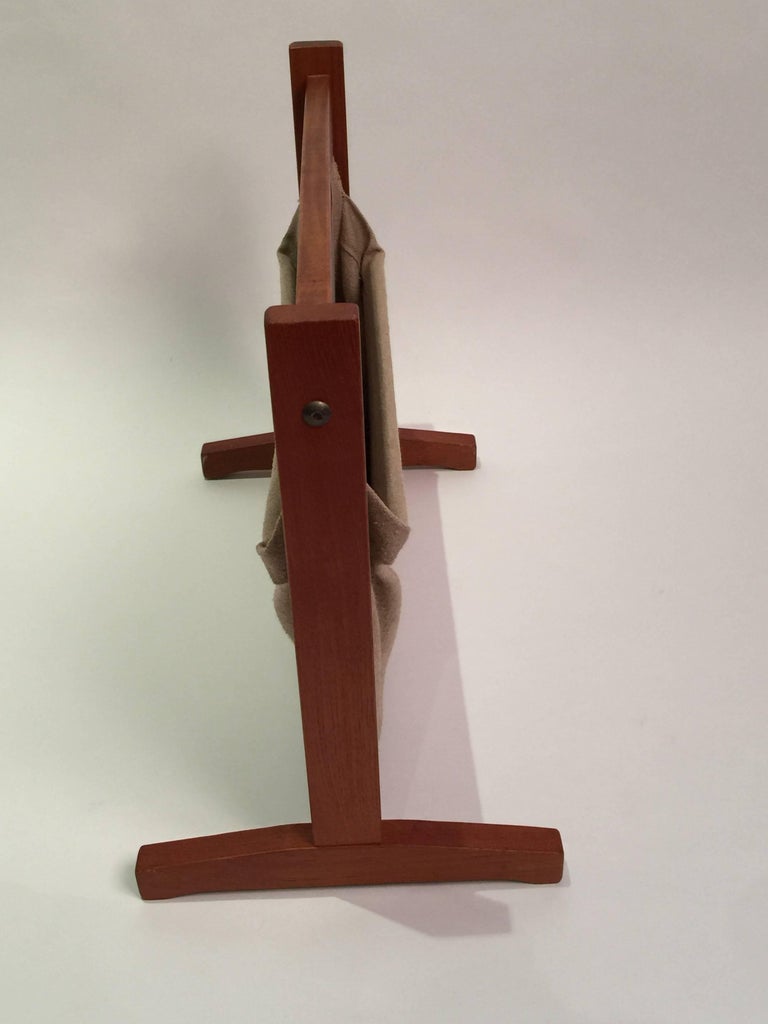 BRDR Furbo Teak and Canvas Magazine Rack For Sale at 1stDibs