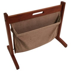 BRDR Furbo Teak and Canvas Magazine Rack