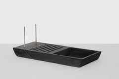 Moderner Brotkorb aus schwarzem Marmor, Cristoforo Trapani, auf Lager