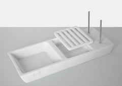 Moderner Brotkorb aus weißem Marmor, Cristoforo Trapani, auf Lager