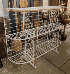 Bread Factory Iron Shelves Painted in White with Bronze Decorations
