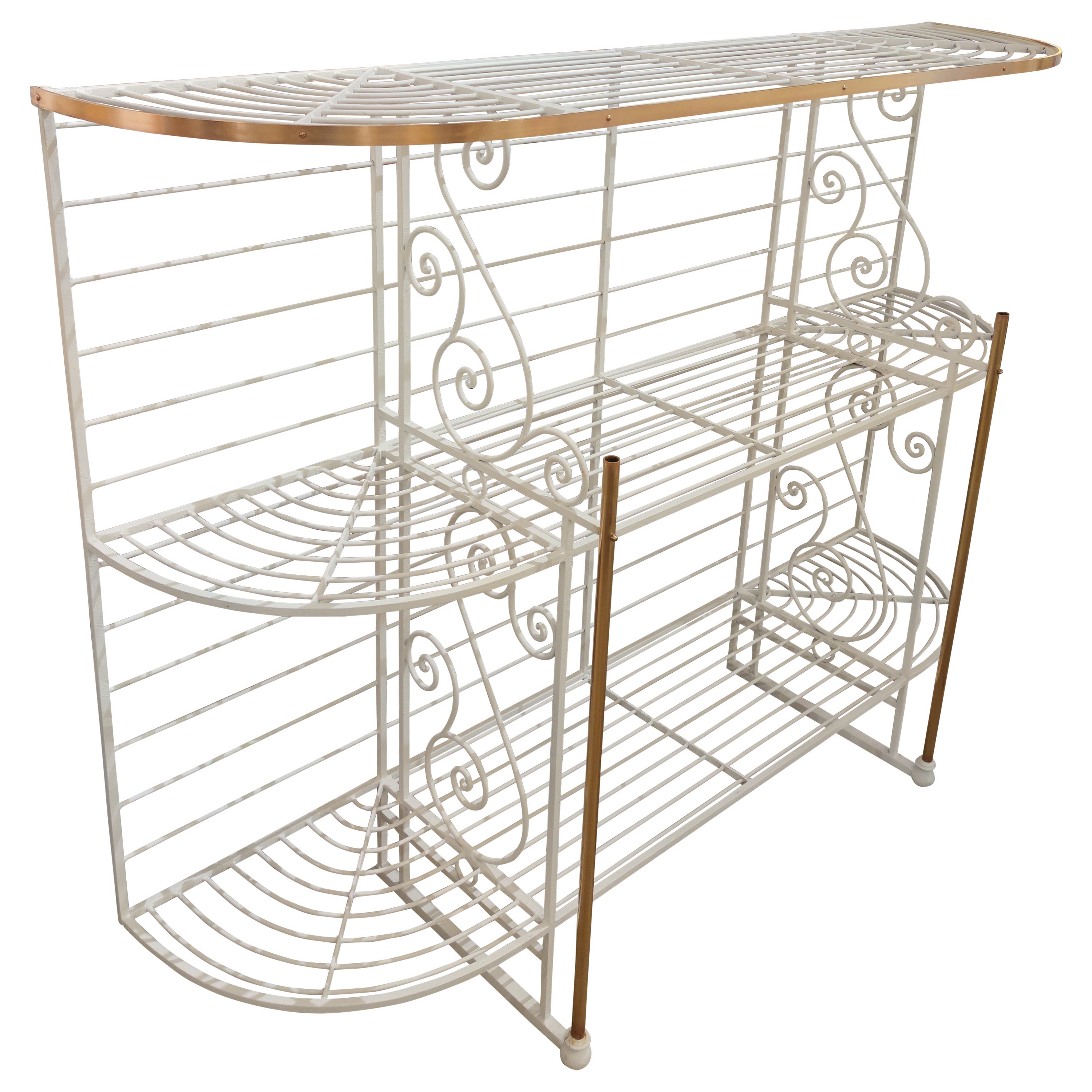 Bread Factory Iron Shelves Painted in White with Bronze Decorations