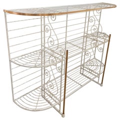 Bread Factory Iron Shelves Painted in White with Bronze Decorations