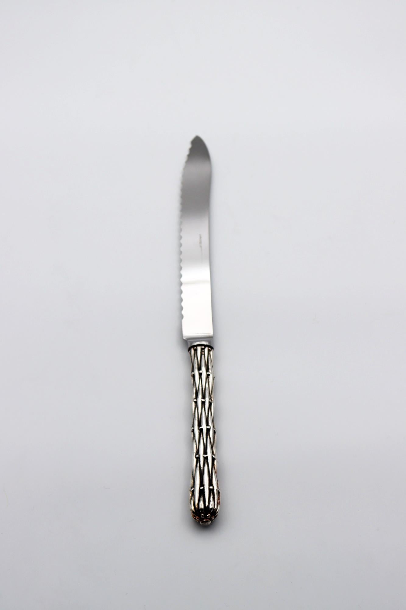 Modern Bread Knife in Silver Bronze For Sale