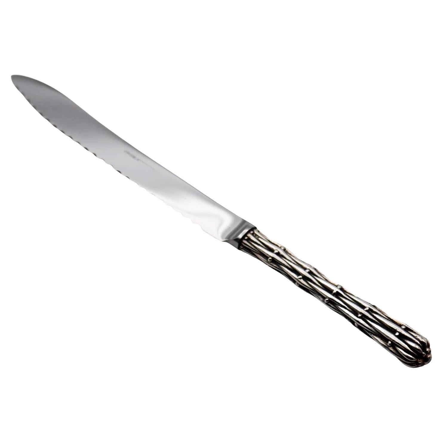 Bread Knife in Silver Bronze For Sale