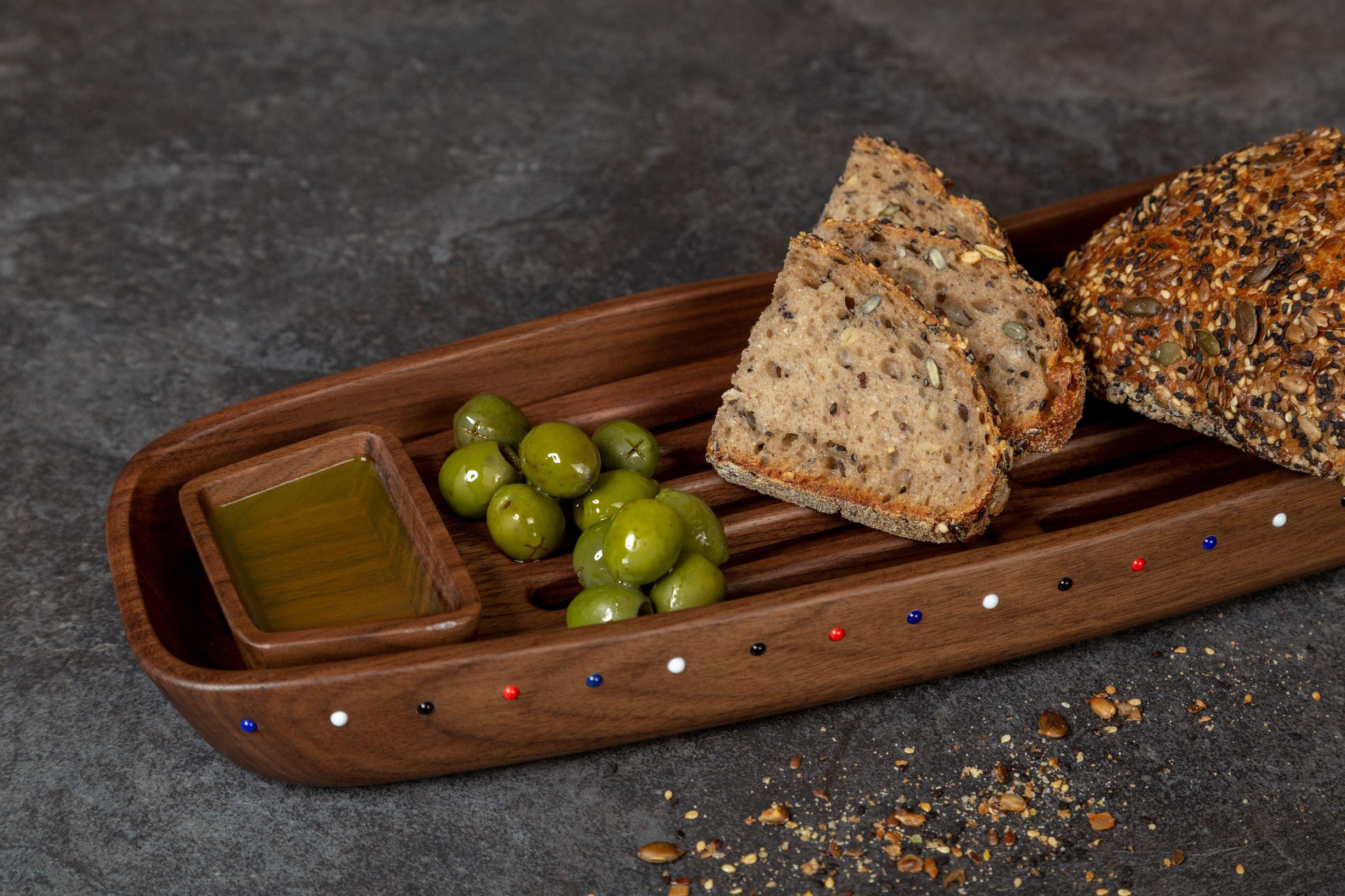 International Style Appetizer and bread wooden serving tray from the SoShiro Pok collection For Sale