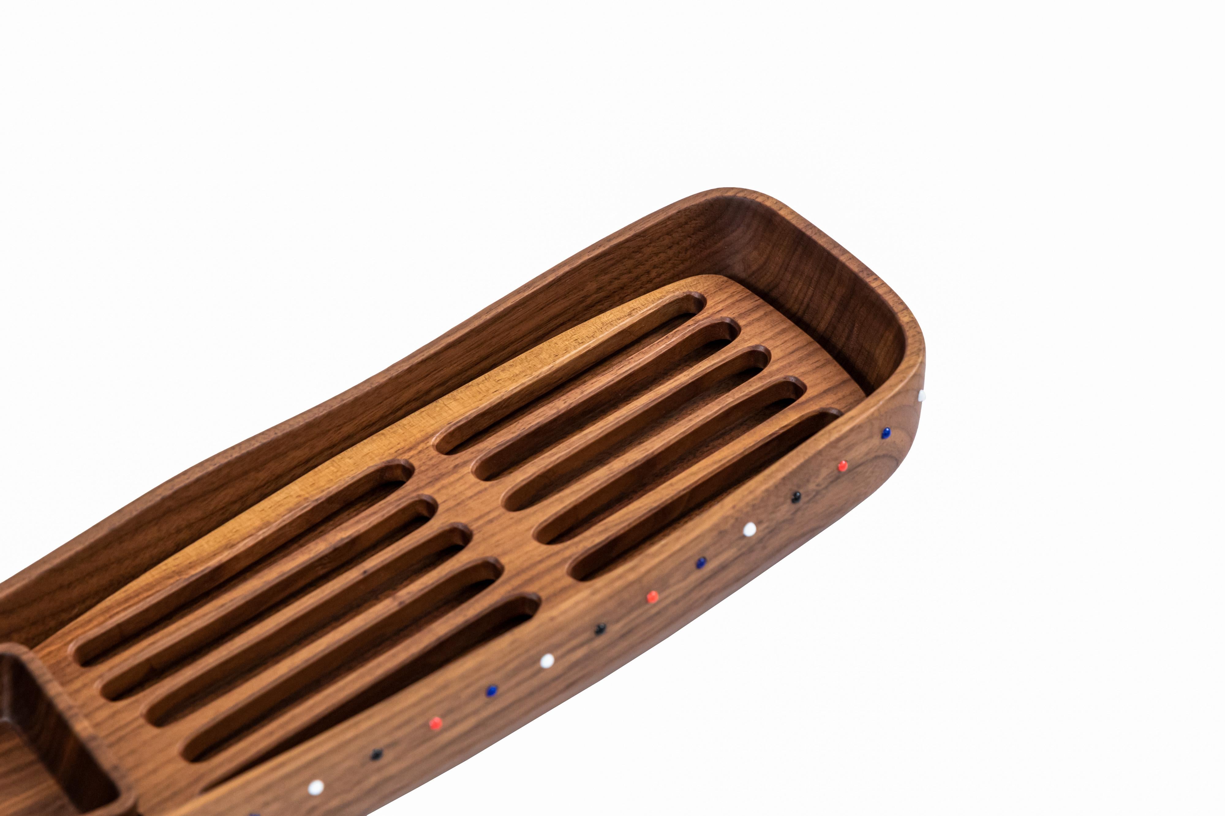 Hand-Crafted Appetizer and bread wooden serving tray from the SoShiro Pok collection For Sale