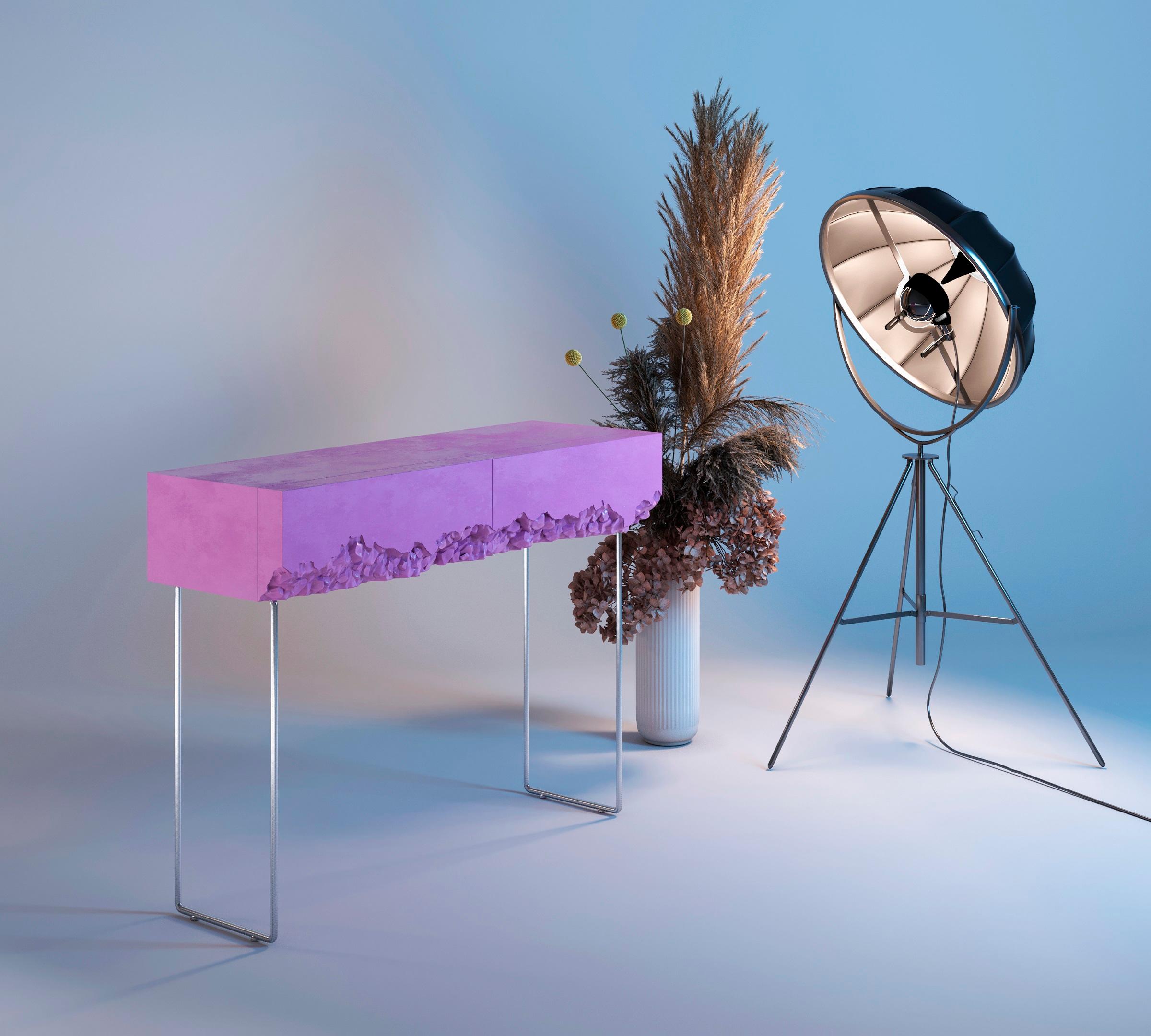 Tavolino Break Free di PANOPTIKUM COLLECTIONS
Dimensioni: D 40 x L 120 x H 90 cm.
Materiali: Legno massiccio, compensato, impiallacciatura e pittura soft-touch.

Il tavolino da toilette della collezione BreakFree diventerà un pezzo d'arredamento