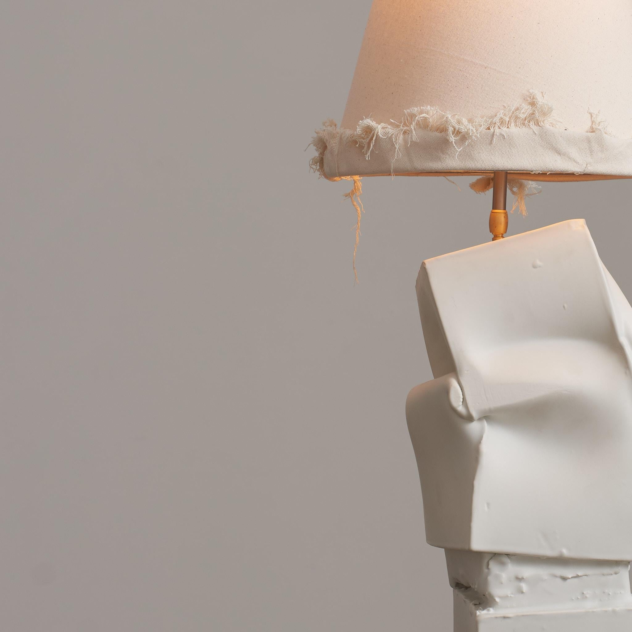 The Brenta+Brenta lamp is part of a project entitled Break the Mold by artist Jenna Basso Pietrobon. Each lamp is unique and the lampshade direction is adjustable. The lamp is created by using a few different molds and the shapes are manipulated by