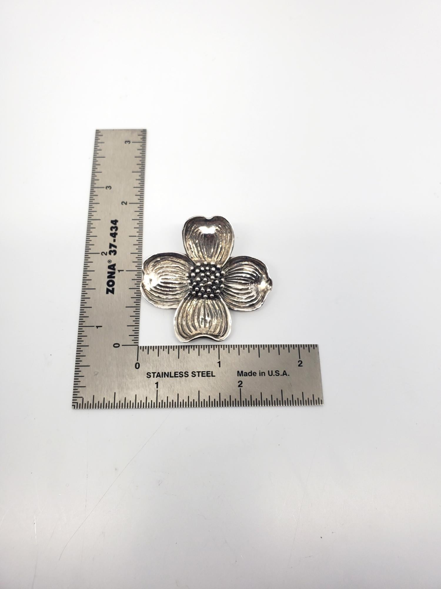 Breakell Sterling Silver Dogwood  Leaf Flower Brooch Pin #19523 For Sale 3