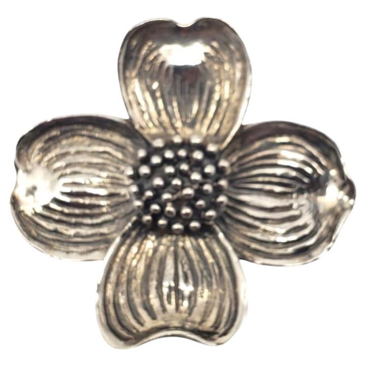 Breakell Sterling Silver Dogwood  Leaf Flower Brooch Pin #19523