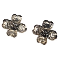 Orecchini a clip Breakell Sterling Silver Dogwood Leaf Flower # 9524