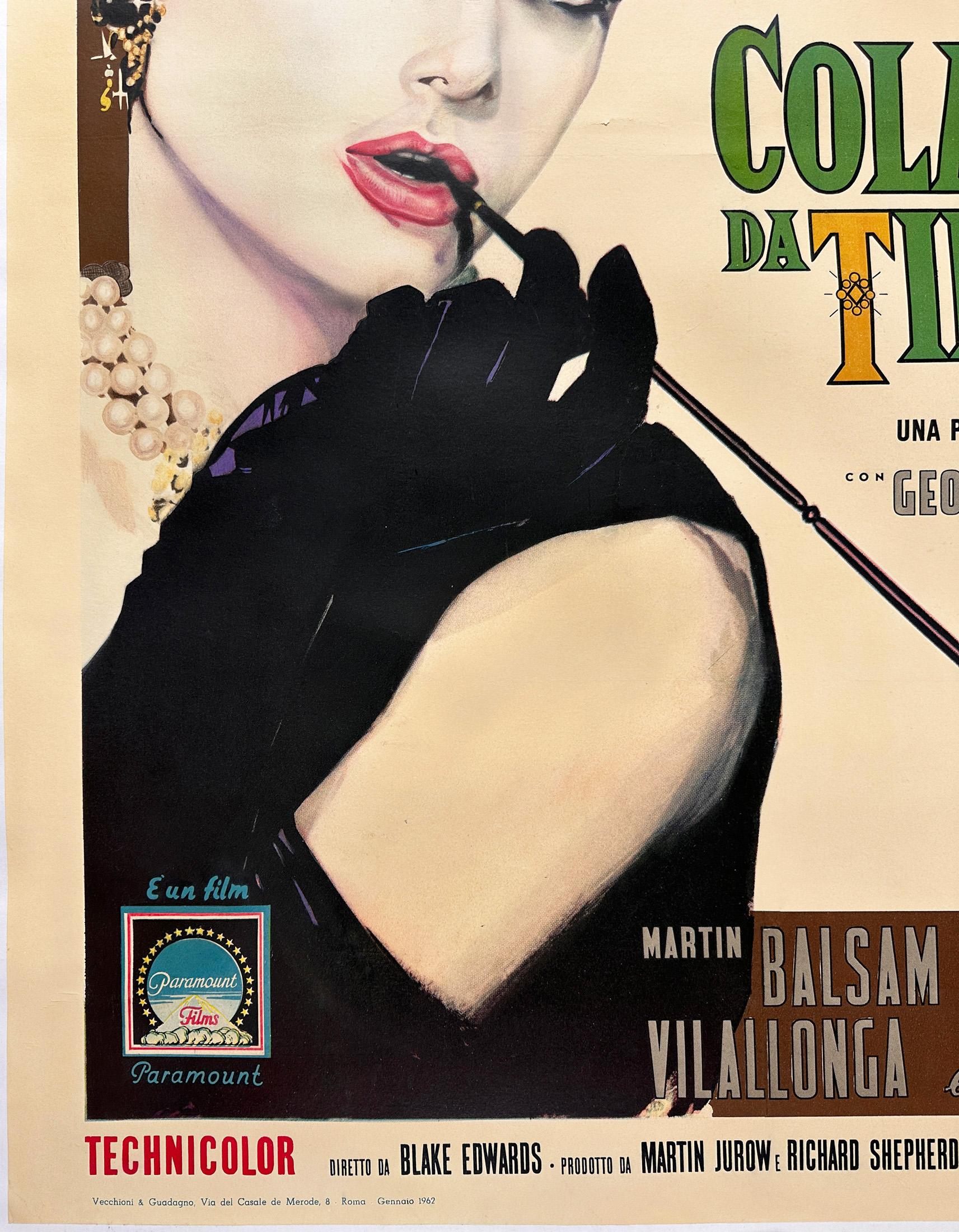 italien BREAKFAST AT TIFFANYS 1962 Italian 2 Foglio FILM Movie POSTER, ENZO NISTRI en vente